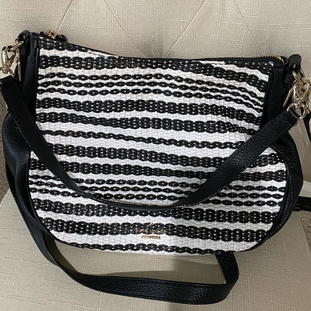 Kate Spade Black and White Striped Shoulder Bag